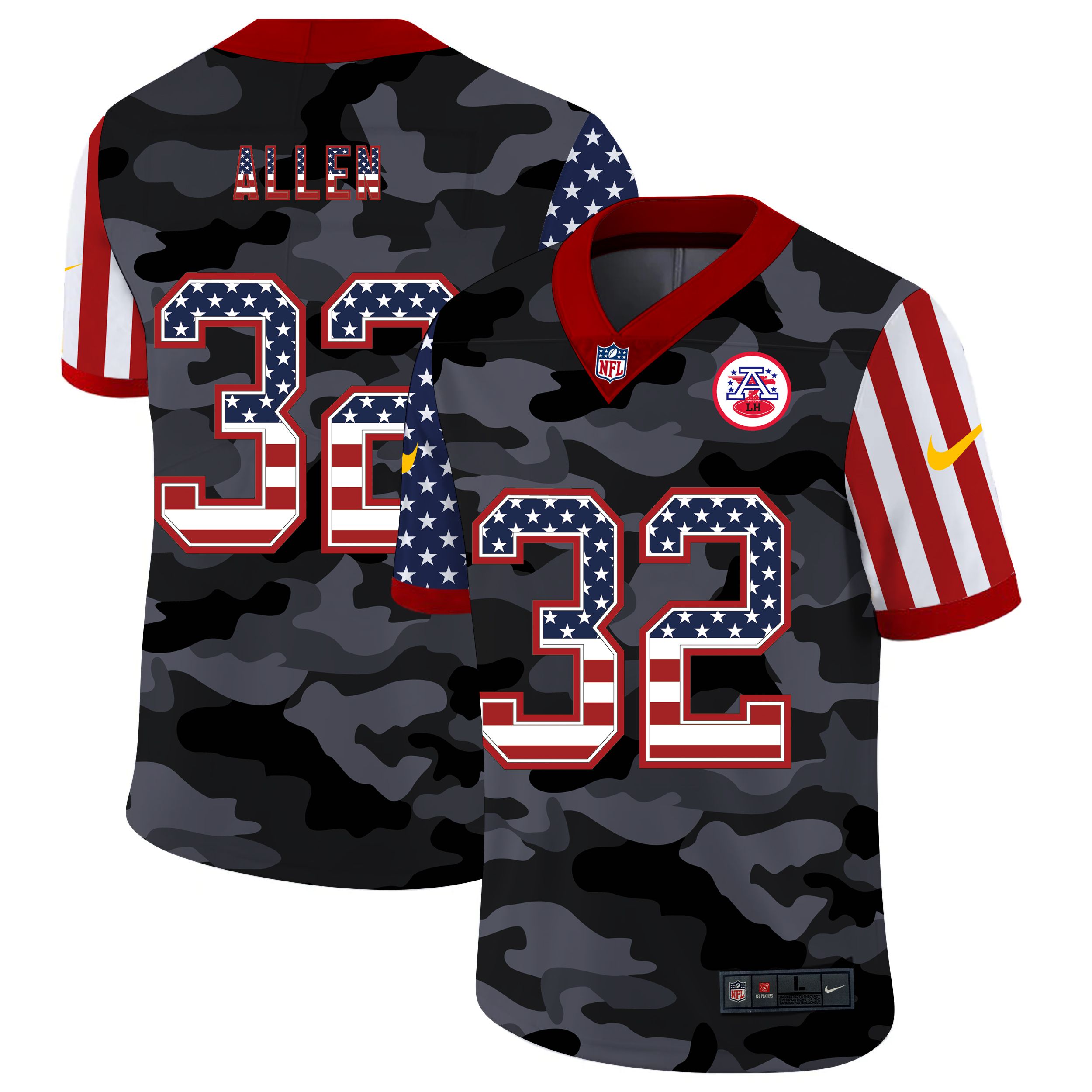 Men Kansas City Chiefs #32 Allen 2020 Nike USA Camo Salute to Service Limited NFL Jerseys